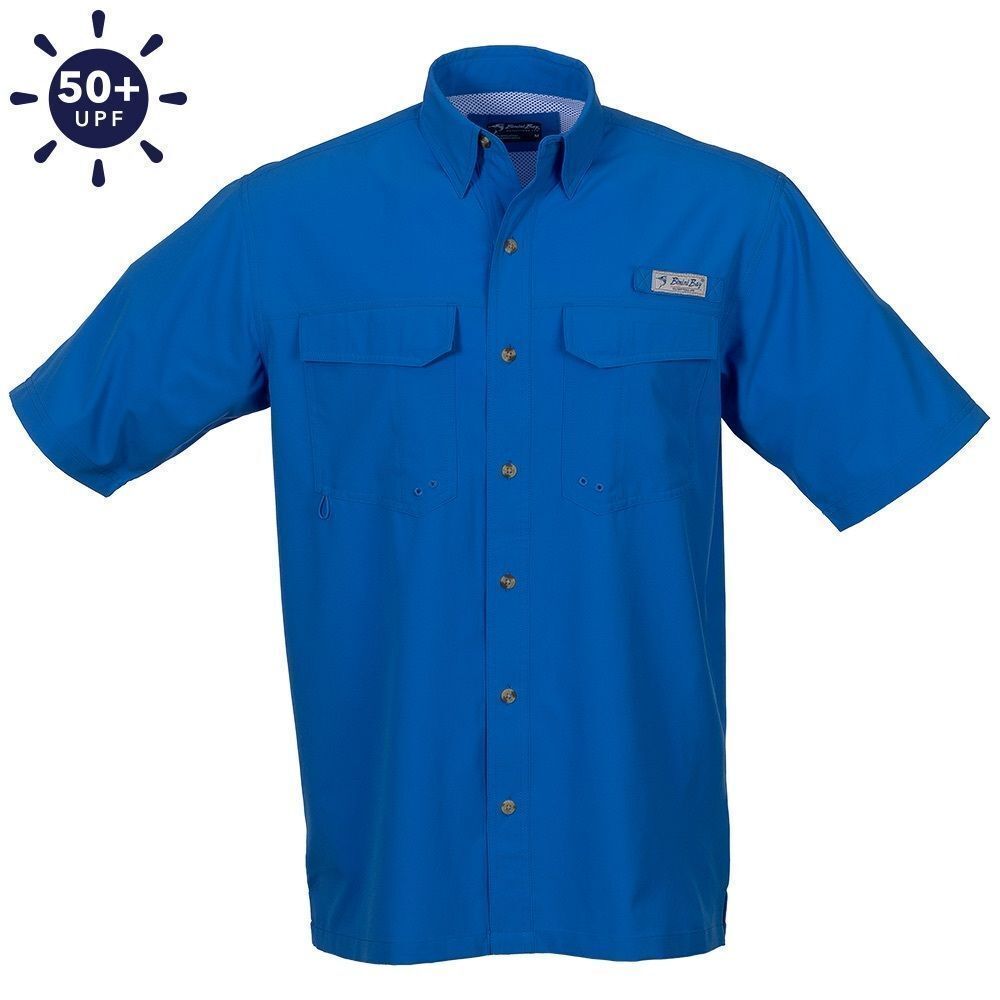 Bimini Bay Flats V Short Sleeve Button Down Shirt Blue Size 2XL